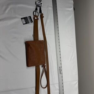 Stone Mountain USA Double Belted‎ Bag Genuine Leather Embossed Brown Convertible